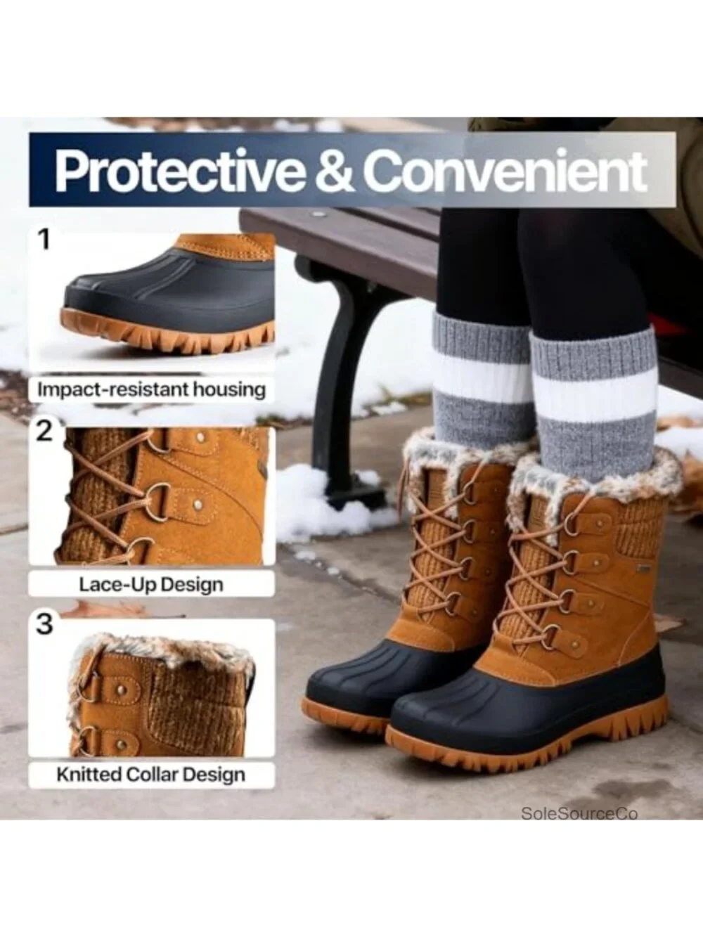 Women's Winter Snow Boots Waterproof Insulated Faux Fur Duck Boots Outdoor